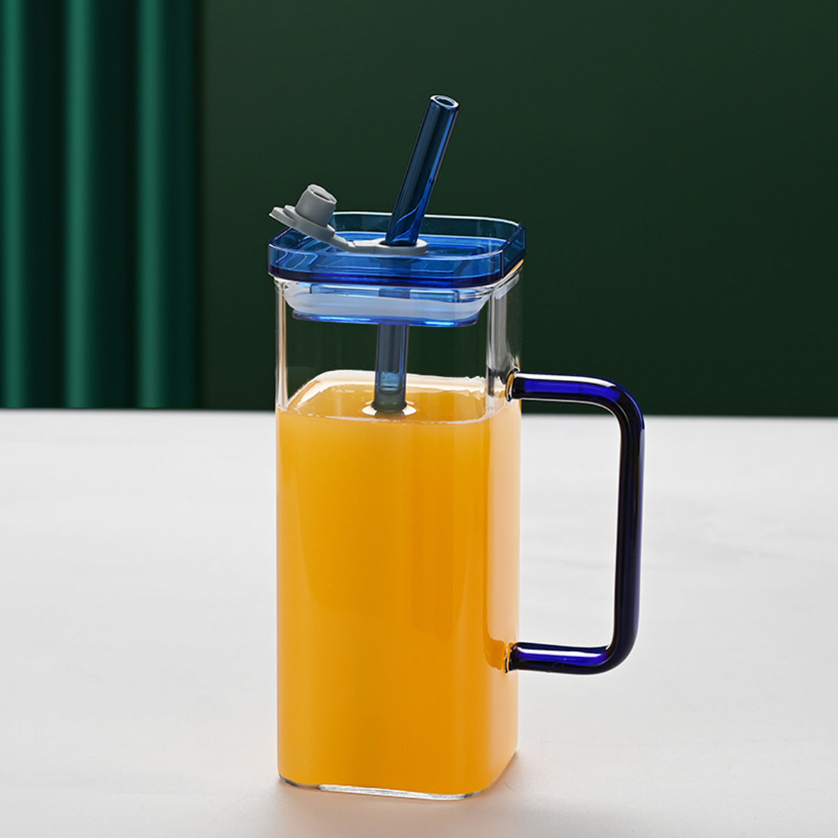 Transparent Glass Cup With Straw