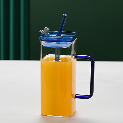 Transparent Glass Cup With Straw