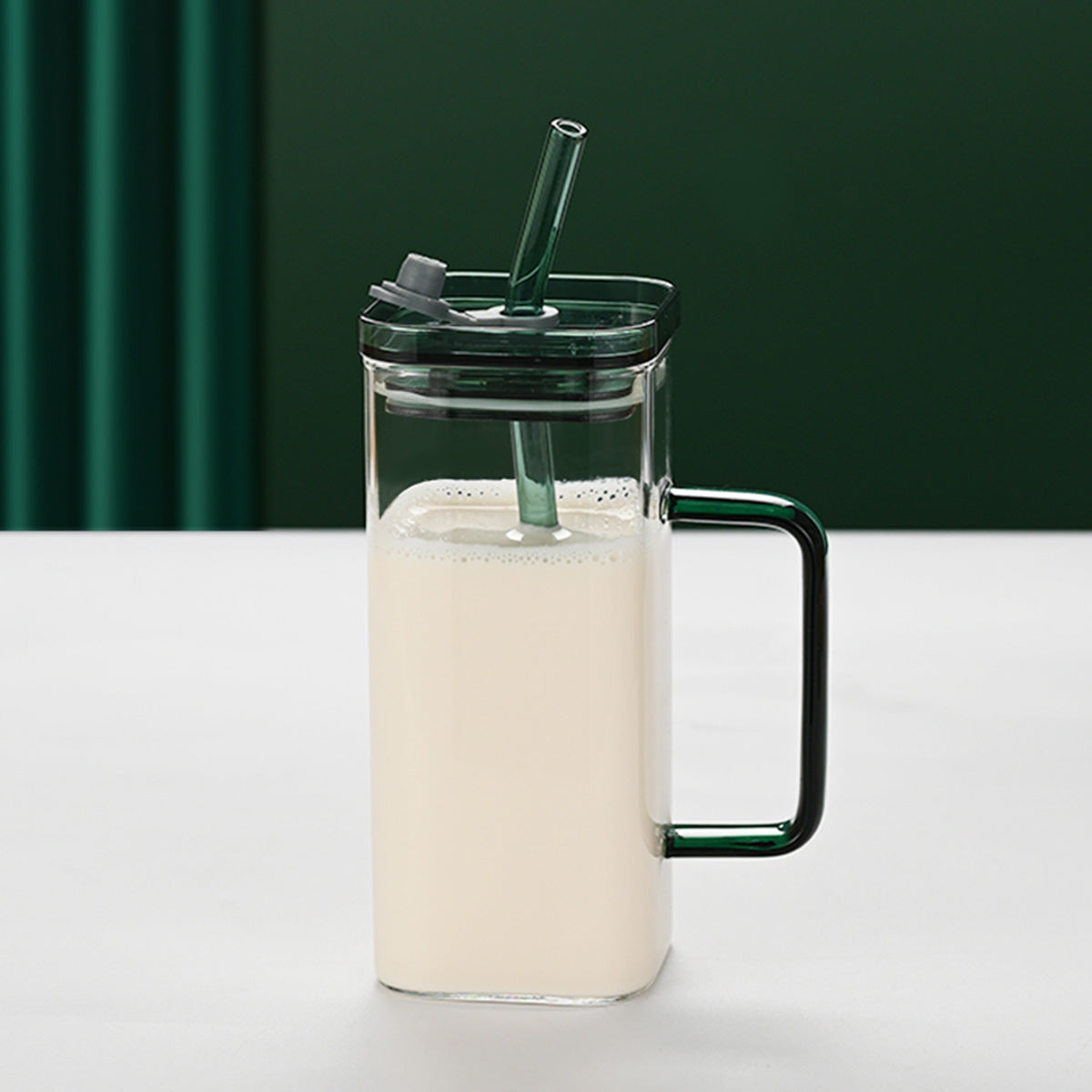 Transparent Glass Cup With Straw
