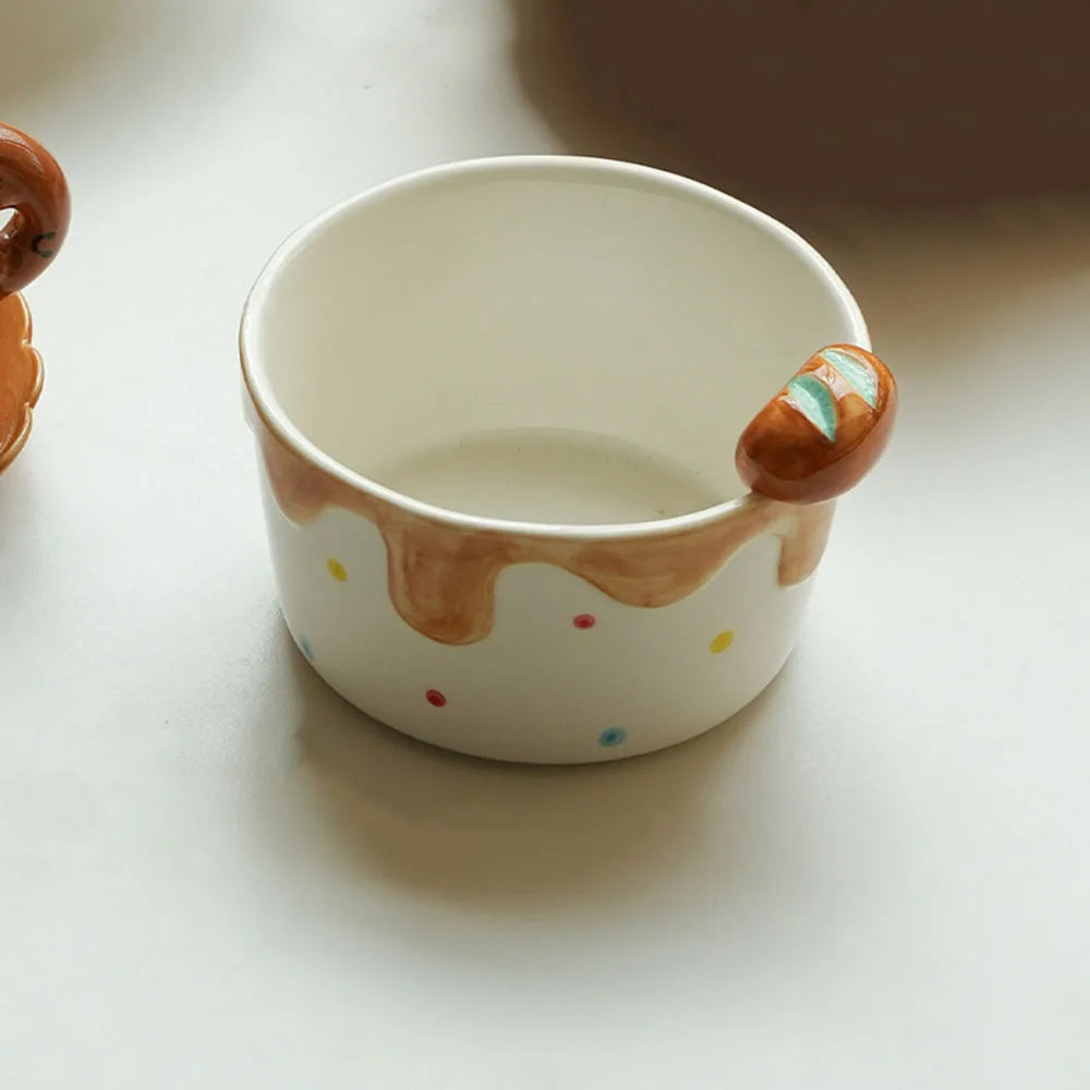Cute Bread Relief Ceramic Bowl