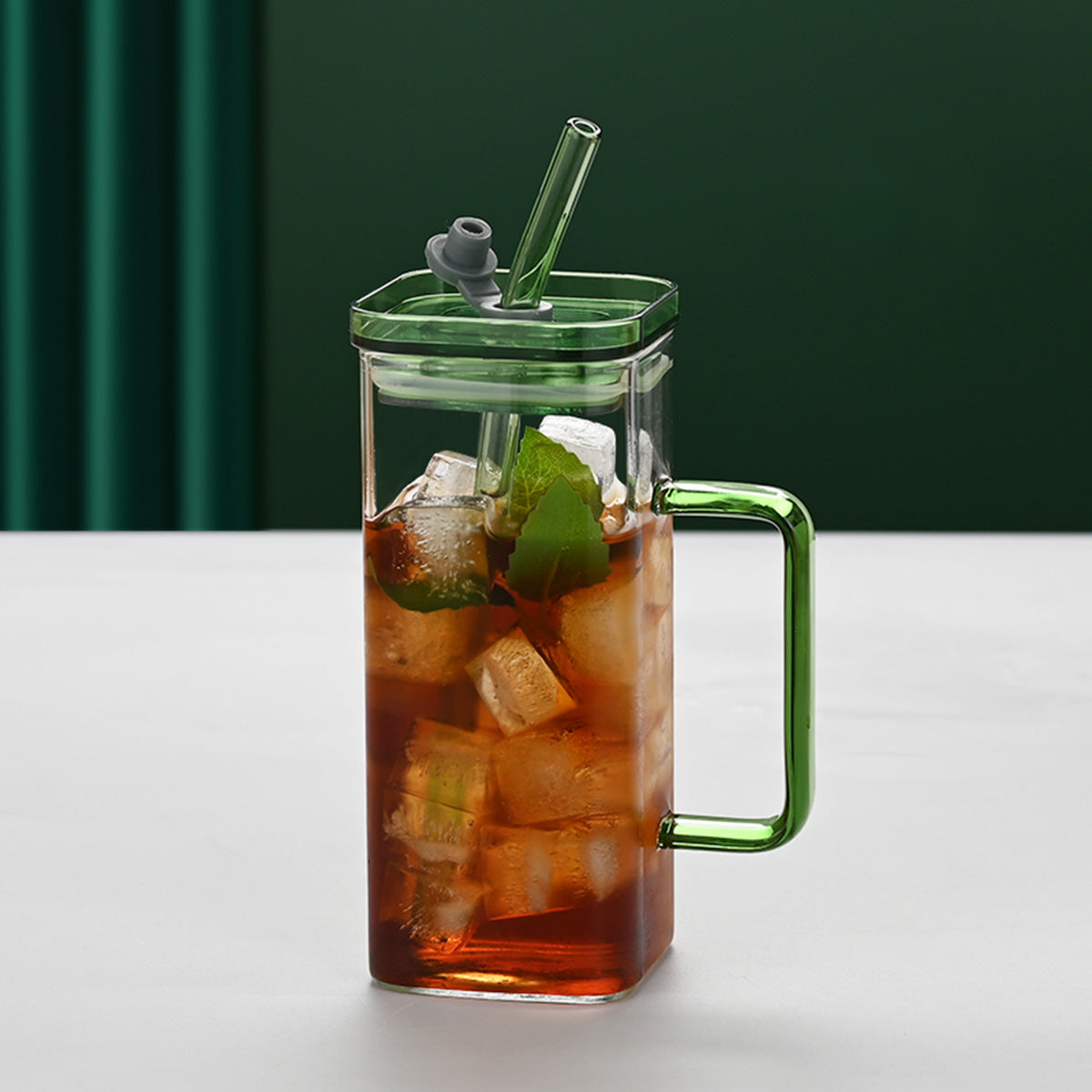 Transparent Glass Cup With Straw