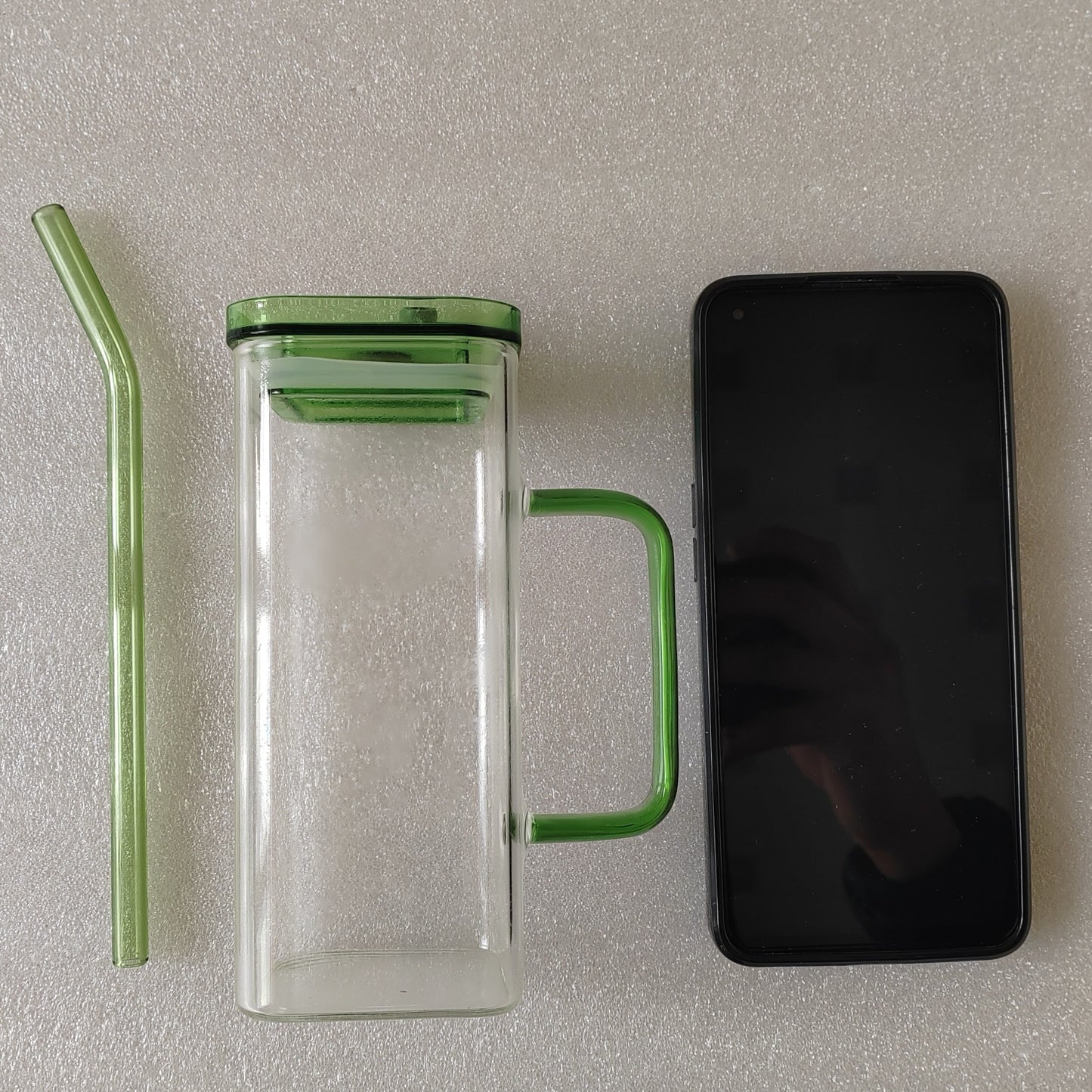 Transparent Glass Cup With Straw