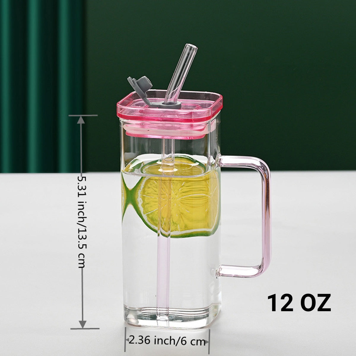 Transparent Glass Cup With Straw