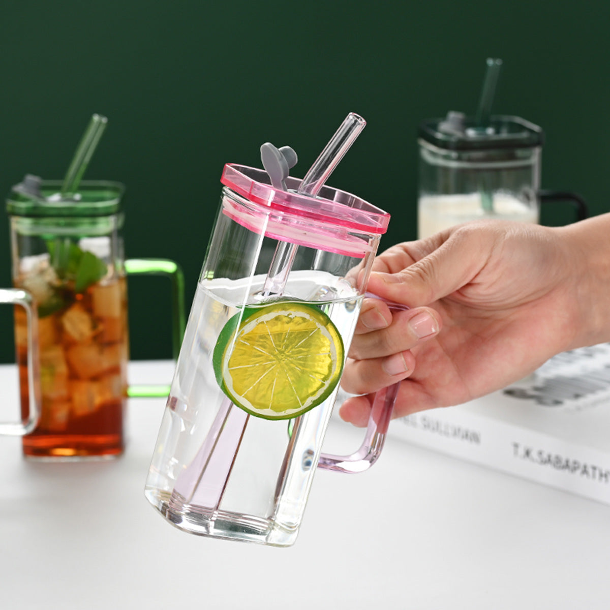 Transparent Glass Cup With Straw
